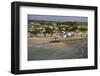 People Crossing the Tidal Causeway from St. Michaels Mount to Marazion as the Tide Comes In-Simon Montgomery-Framed Photographic Print