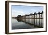 People Crossing U Bein's Bridge, Mandalay, Myanmar (Burma)-Annie Owen-Framed Photographic Print