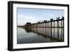 People Crossing U Bein's Bridge, Mandalay, Myanmar (Burma)-Annie Owen-Framed Photographic Print