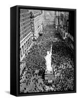 People Crowd Times Square at 42nd Street-null-Framed Stretched Canvas