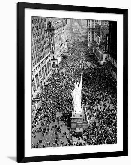 People Crowd Times Square at 42nd Street-null-Framed Premium Photographic Print