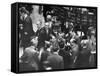 People Crowding the Stock Exchange Building-Charles E^ Steinheimer-Framed Stretched Canvas