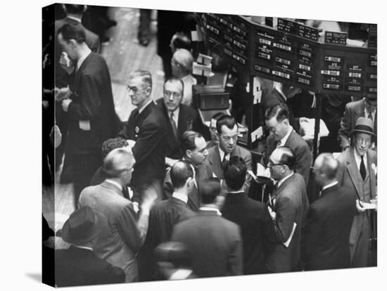 People Crowding the Stock Exchange Building-Charles E^ Steinheimer-Stretched Canvas