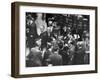 People Crowding the Stock Exchange Building-Charles E^ Steinheimer-Framed Photographic Print