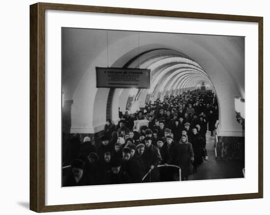 People Crowding Through Station in New Subway-Ed Clark-Framed Photographic Print