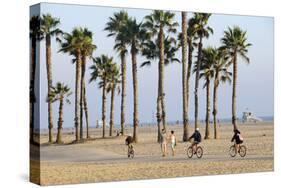 People Cycling the South Bay Cycle Route in the Town of Santa Monica Near Los Angeles-null-Stretched Canvas