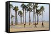 People Cycling the South Bay Cycle Route in the Town of Santa Monica Near Los Angeles-null-Framed Stretched Canvas