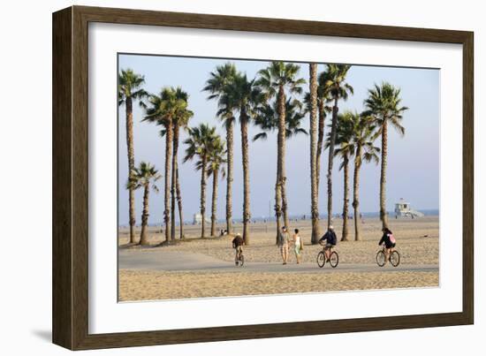 People Cycling the South Bay Cycle Route in the Town of Santa Monica Near Los Angeles-null-Framed Photographic Print