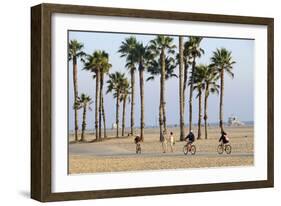 People Cycling the South Bay Cycle Route in the Town of Santa Monica Near Los Angeles-null-Framed Photographic Print