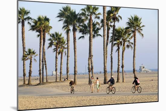 People Cycling the South Bay Cycle Route in the Town of Santa Monica Near Los Angeles-null-Mounted Photographic Print