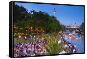People Dancing by the Spee River, Berlin, Germany-Jon Arnold-Framed Stretched Canvas