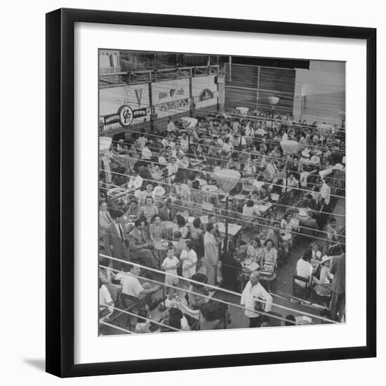 People Dining and Relaxing in an Open Air Cafe-null-Framed Photographic Print