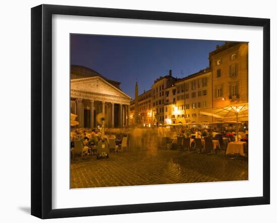 People Dining at Outside Restaurant Near the Pantheon, Rome, Lazio, Italy, Europe-Angelo Cavalli-Framed Photographic Print