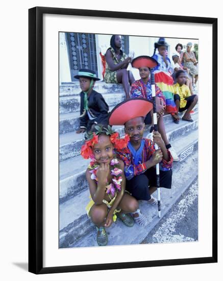 People Dressed Ready for the Carnival Procession, Guadeloupe, West Indies, Caribbean-S Friberg-Framed Photographic Print