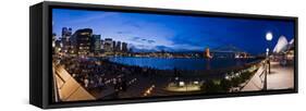 People Drinking at Opera House Bar at Sydney Opera House, Harbour Bridge and Skyline, Australia-Giles Bracher-Framed Stretched Canvas