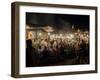 People eating at one of the stalls in Jemaa el-Fna at night, Marrakesh, Morocco-null-Framed Photographic Print