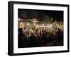 People eating at one of the stalls in Jemaa el-Fna at night, Marrakesh, Morocco-null-Framed Photographic Print