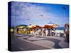 People Enjoying a Meal Near Copacabana Beach, Rio De Janeiro, Brazil-Tom Haseltine-Stretched Canvas