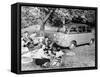 People Enjoying a Picnic Beside a 1956 Fiat 600 Multipla, (C1956)-null-Framed Stretched Canvas