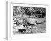 People Enjoying a Picnic Beside a 1956 Fiat 600 Multipla, (C1956)-null-Framed Photographic Print