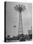 People Enjoying a Ride at Coney Island Amusement Park-Ed Clark-Stretched Canvas