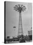 People Enjoying a Ride at Coney Island Amusement Park-Ed Clark-Stretched Canvas