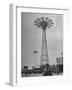 People Enjoying a Ride at Coney Island Amusement Park-Ed Clark-Framed Photographic Print