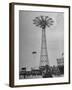 People Enjoying a Ride at Coney Island Amusement Park-Ed Clark-Framed Photographic Print