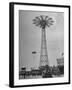 People Enjoying a Ride at Coney Island Amusement Park-Ed Clark-Framed Photographic Print