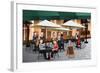 People Enjoying Coffee Outside Of A Cafe-Artisticco LLC-Framed Art Print