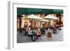 People Enjoying Coffee Outside Of A Cafe-Artisticco LLC-Framed Art Print