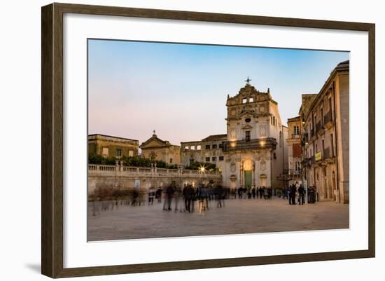 People Enjoying Passeggiata in Piazza Duomo on the Tiny Island of Ortygia-Martin Child-Framed Photographic Print