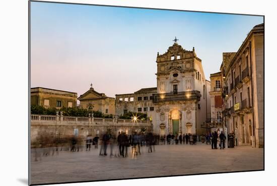 People Enjoying Passeggiata in Piazza Duomo on the Tiny Island of Ortygia-Martin Child-Mounted Photographic Print