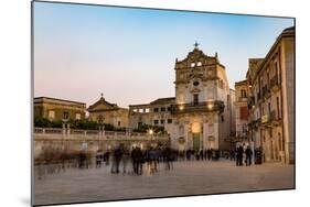 People Enjoying Passeggiata in Piazza Duomo on the Tiny Island of Ortygia-Martin Child-Mounted Photographic Print