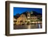 People Enjoying Passeggiata in Piazza Ix Aprile in the Hill Town of Taormina at Night, Sicily-Martin Child-Framed Photographic Print