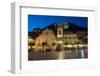 People Enjoying Passeggiata in Piazza Ix Aprile in the Hill Town of Taormina at Night, Sicily-Martin Child-Framed Photographic Print