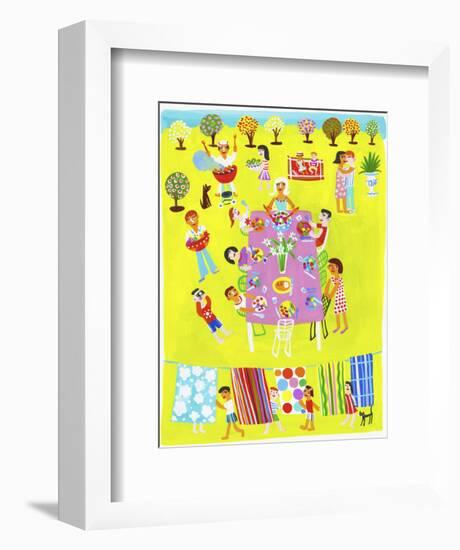 People Enjoying Picnic and Barbecue-Chris Corr-Framed Art Print