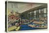 People Enjoying the Cool of Ryogoku Bridge-Keisai Eisen-Stretched Canvas