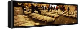 People Examining Tuna in a Fish Auction, Tsukiji Fish Market, Tsukiji, Tokyo Prefecture-null-Framed Stretched Canvas