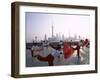 People Exercising at The Bund, Pudong Skyline in Background, Shanghai, China-Steve Vidler-Framed Photographic Print