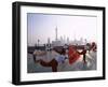 People Exercising at The Bund, Pudong Skyline in Background, Shanghai, China-Steve Vidler-Framed Photographic Print