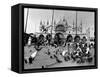 People Feed Pigeons at Saint Marks Square-null-Framed Stretched Canvas