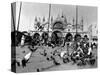 People Feed Pigeons at Saint Marks Square-null-Stretched Canvas
