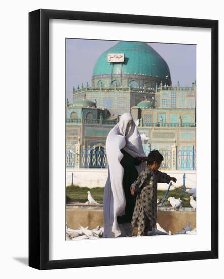 People Feeding the Famous White Pigeons at the Shrine of Hazrat Ali, Mazar-I-Sharif, Afghanistan-Jane Sweeney-Framed Photographic Print