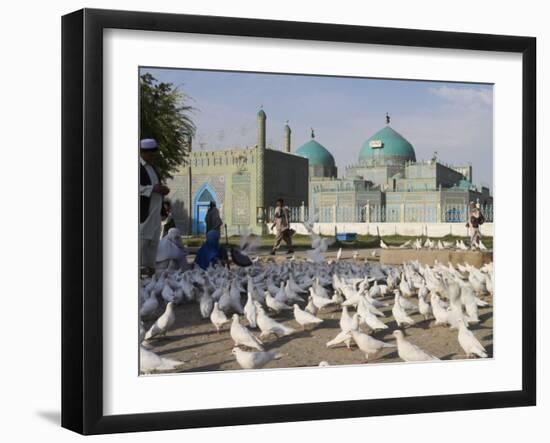 People Feeding the Famous White Pigeons, Mazar-I-Sharif, Afghanistan-Jane Sweeney-Framed Photographic Print