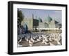 People Feeding the Famous White Pigeons, Mazar-I-Sharif, Afghanistan-Jane Sweeney-Framed Photographic Print