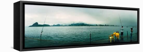 People Fishing, Guanabara Bay, Niteroi, Rio De Janeiro, Brazil-null-Framed Stretched Canvas