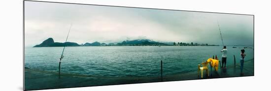 People Fishing, Guanabara Bay, Niteroi, Rio De Janeiro, Brazil-null-Mounted Photographic Print