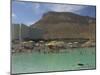 People Floating in the Sea and Hyatt Hotel and Desert Cliffs in Background, Dead Sea, Middle East-Eitan Simanor-Mounted Photographic Print