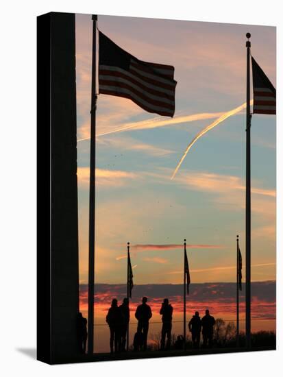 People Gather to Next to the Washington Monument-null-Stretched Canvas